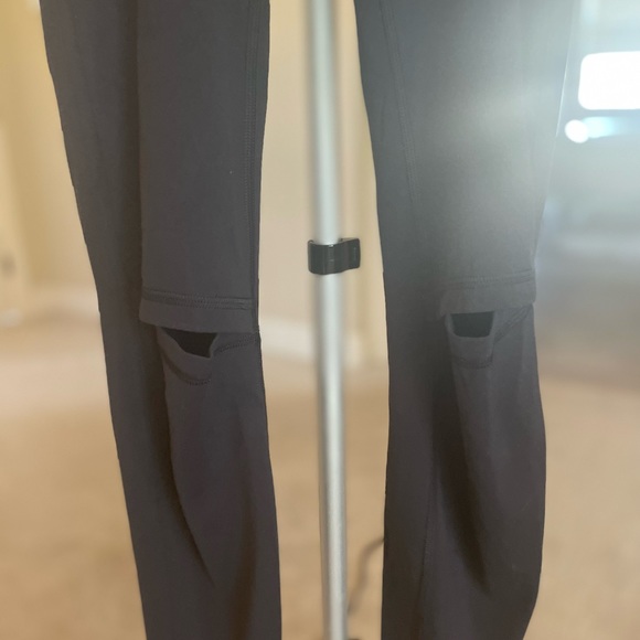 Lululemon black leggings with cutouts at knees. Size 2. No flaws. - Picture 3 of 4